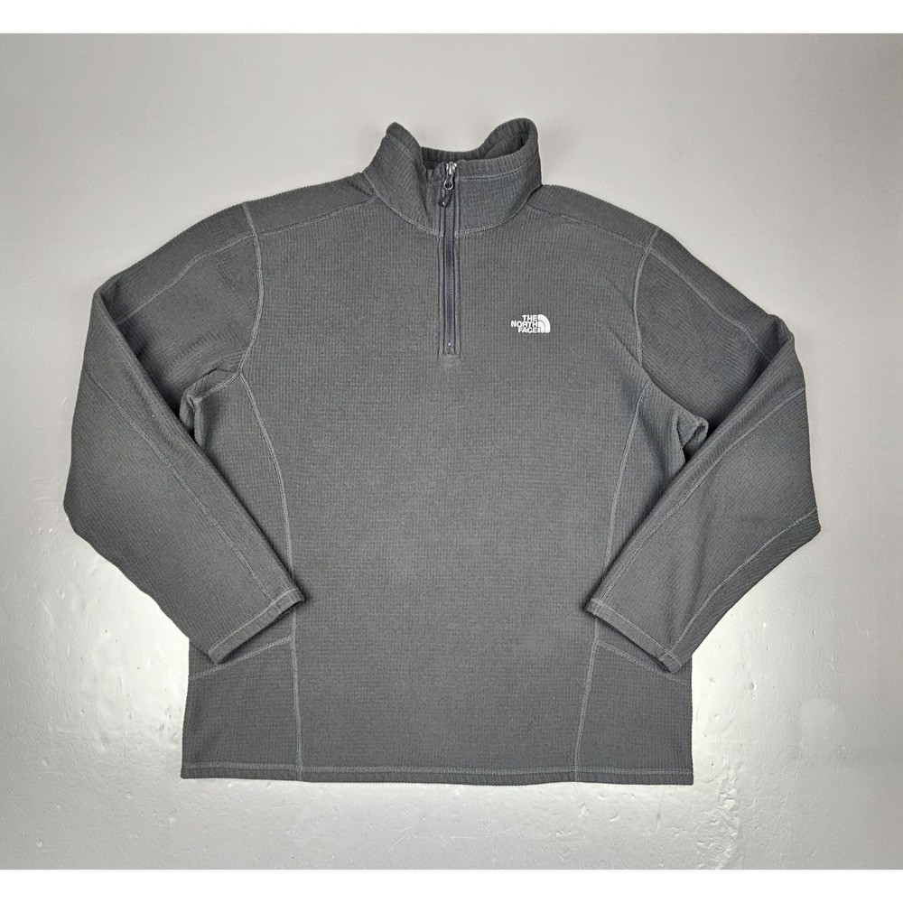 North Face Sweater‎ Mens XL Qt. Zip Pullover Waffle Gray Green Textured Gorpcore